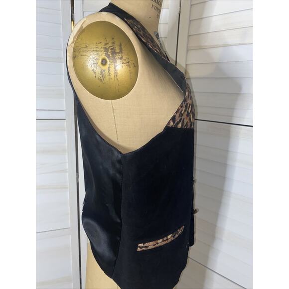 AJ Vintage Leather Fabric Vest Animal Print 90s Size Small Excellent Condition - Picture 6 of 10